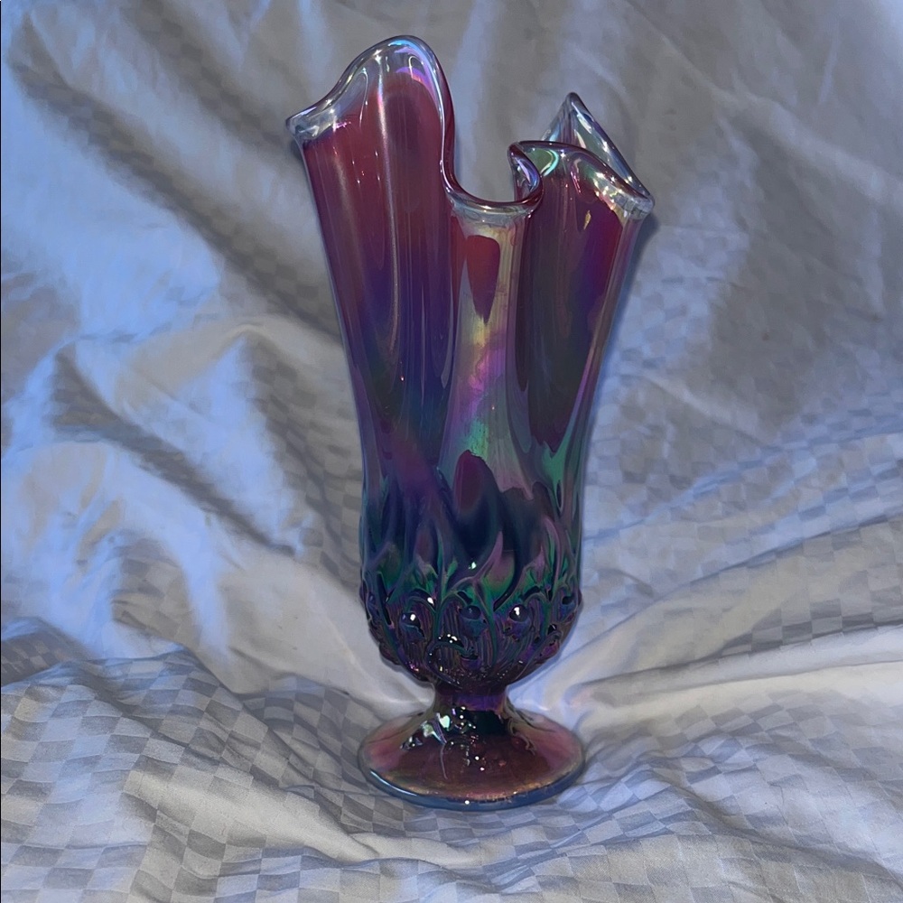 Fenton Iridescent Purple Vase